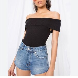 By the way. Ami off the shoulder black knit bodysuit